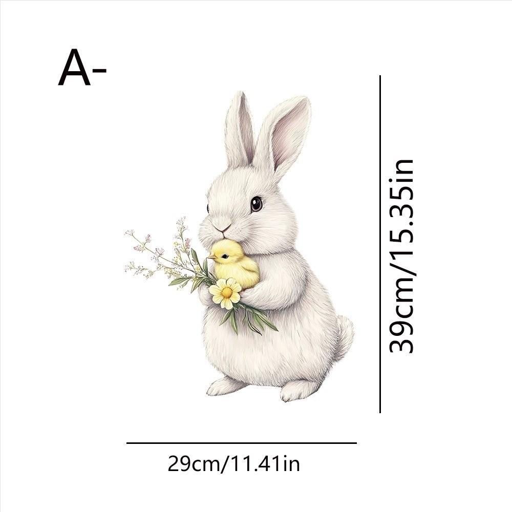 Self-Adhesive Flower Rabbit Sticker Easter Festival Party Sticker New Wall Decal  Glass Decoration