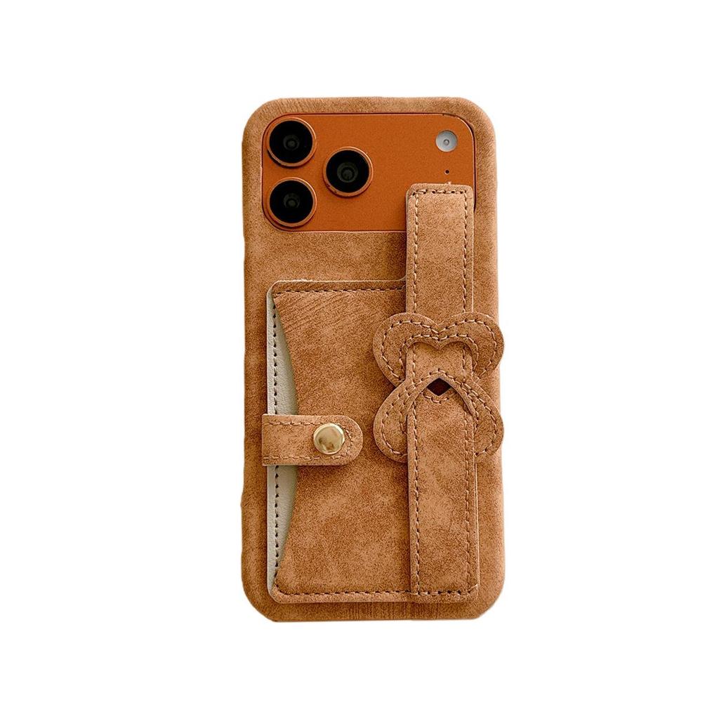 Retro Pattern Wrist Strap Card Holder Case for iPhone 14/13/12/11 & Apple 17/16/15 PROMAX