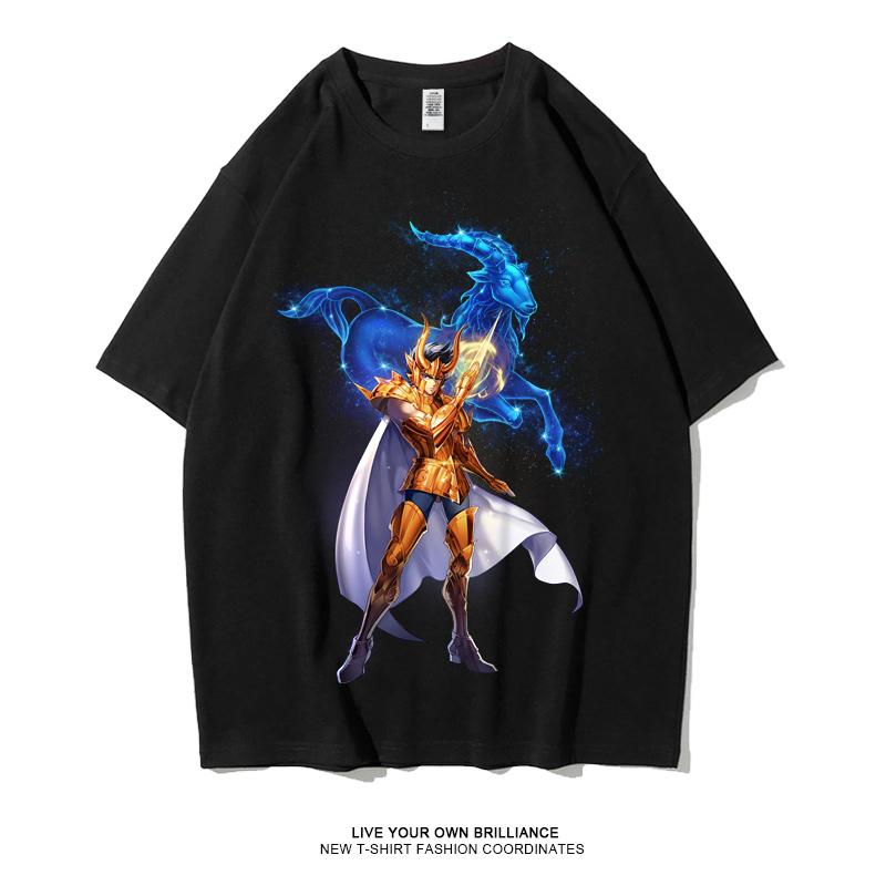 Japanese Anime Saint Seiya Golden Zodiac Sports Rock Fitness Casual Hip Hop Men's Top Short Sleeve T-shirt Girls T-shirt Couple