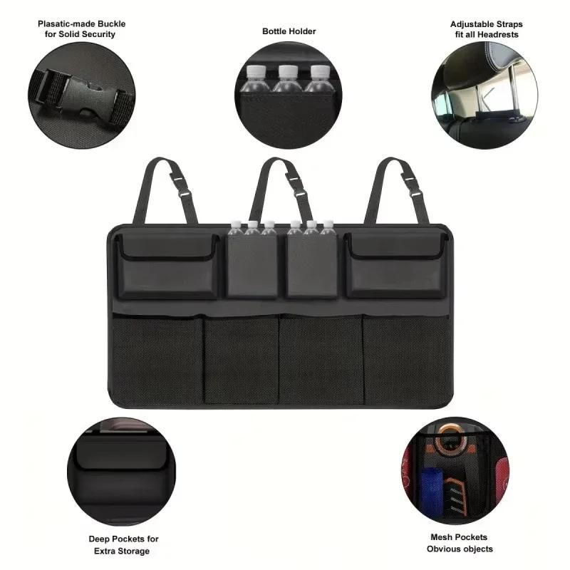 8 Pockets Oxford Car Trunk Storage Bag Adjustable Organizer Universal Large Capacity Hanging Storage Bag for SUV Jeep Van Car Accessories