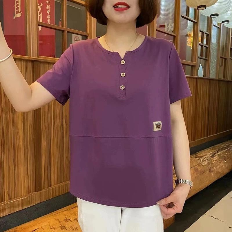 

Mom s Summer Short-sleeved T-shirt for Women with Loose Half-sleeved Slim Summer New Middle-aged and Elderly Large-size Top for Women 5XL білий