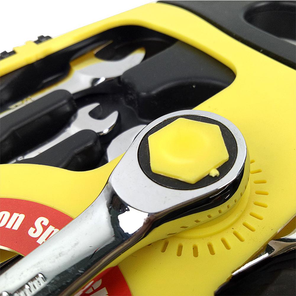 7Pcs/Set Auto Flexible Head Sleeve Combination Tool Ratchet Handle Wrench Spanner Set of Hardware Car Repair Hand Tools