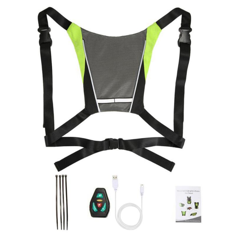 Neu 2024 LED Drahtlose Radfahren Weste 20L MTB Bike Tasche Sicherheit LED Blinker Licht Weste Fahrrad Reflektierende Warn Westen Mit Remo