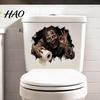 Graphic Wall Stickers for Refrigerator Spooky Crack Ghost Toilet Tank Lid Sticker, Halloween Horror 3D Broken Zombie Funny Bathroom Supplies