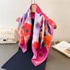New Floral Print Square Silk Scarves for Women Foulard Bandana Hijab Female Neck Tie Soft Neckerchief Headscarf Decorate