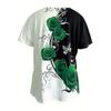 Retro Rose Print Round Neck Short Sleeved T-shirt for Women Breathable Polyester Stretch Comfortable for Everyday