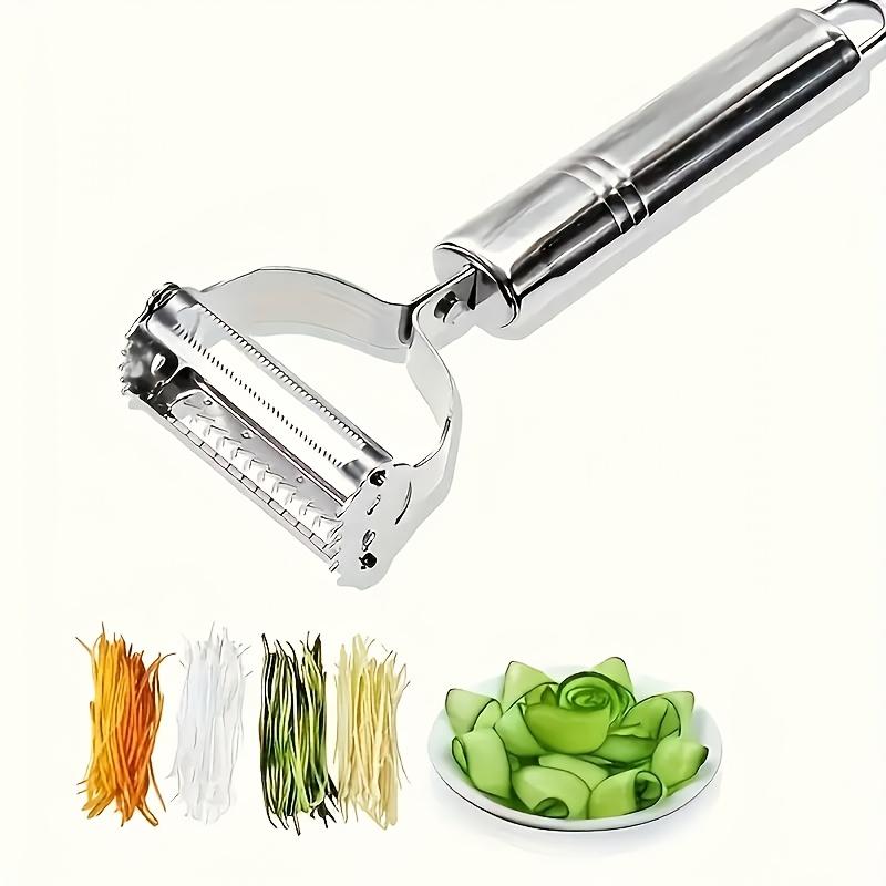 Stainless Steel Potato Peeler Julienne Slicer Fruit Vegetable Shredder Serrated Blade Manual Kitchen Tool for Carrots and Cucumbers
