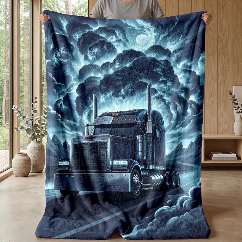 Neon Monster Trucks Theme Blanket Lightweight Warm Flannel Blanket Decorative Throw Blanket for Home Decoration
