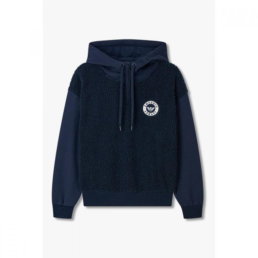 Emporio Armani Women S Fleece Hoodie Half Zip Detail XS(85)