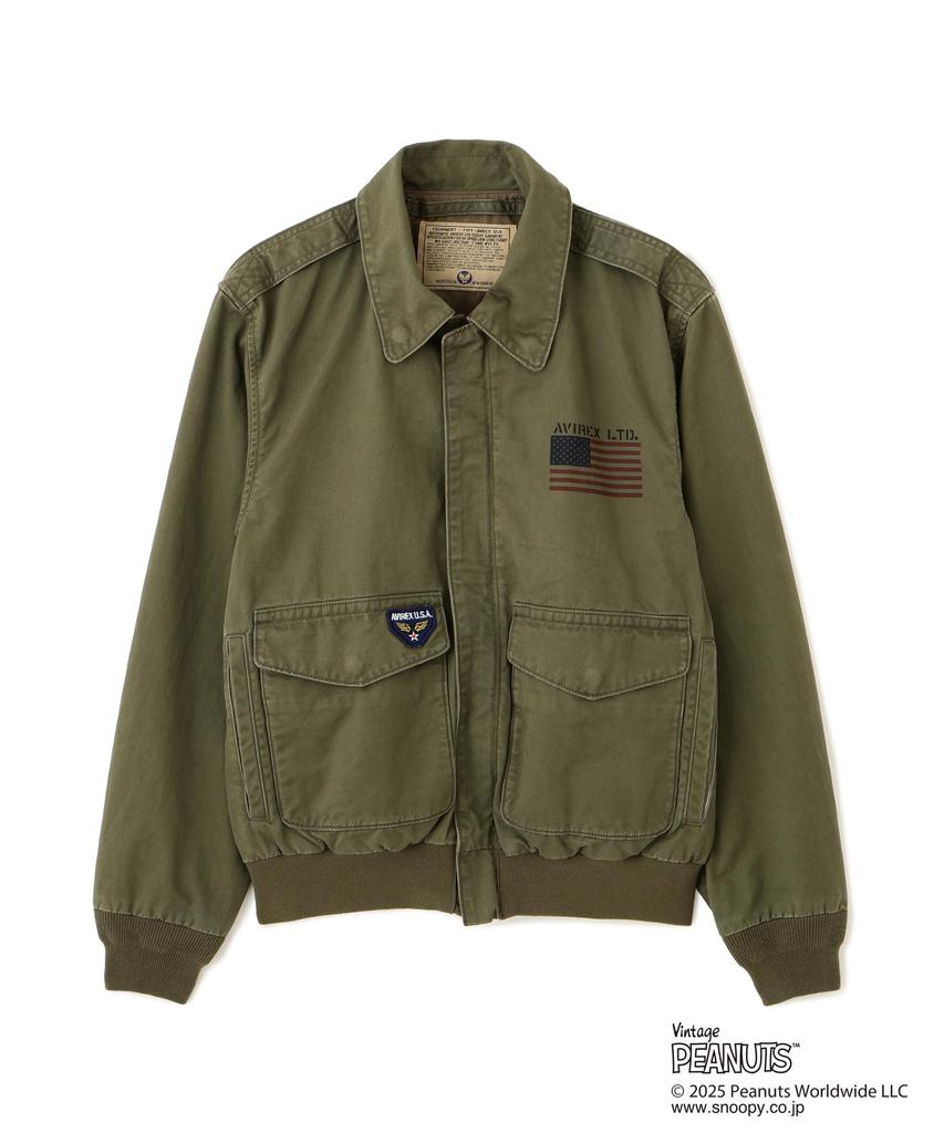 AVIREX Jacket COTTON A-2 FLYING ACE A-2 Flying Ace Peanuts Men's XL 310 Olive 783-5252043