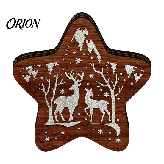 Unique Christmas Gifts 3D Wooden LED Night Light, Hollow Carved Tabletop Decor Seasonal with Warm Glow, Festive Holiday Home And Office Decoration