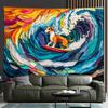 Painted Surfing Dog Digital Printing Polyester Wall Hanging Tapestry Decorative Living Room Bedrooms Office Background Gift