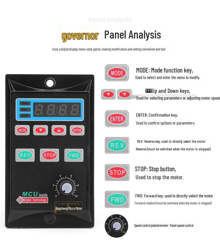 6-250W UX-52 Smart AC Motor Speed Controller with Digital Display & Stepless Regulation, 220V
