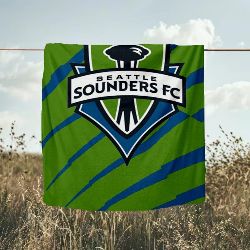1PC Seattle Sounders FC Printed Soft Flannel Blanket Throw for Adult Bedroom Living Room Sofa Camping Travel Fan Gifts Christmas Gifts