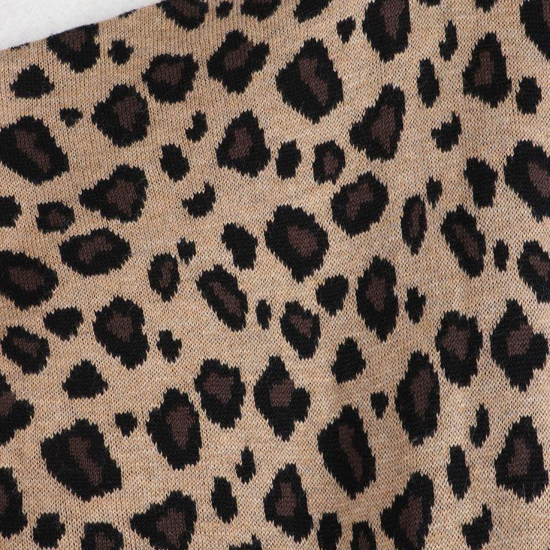 House Guchun Summer New Arrival Export European and American plus Size Women's Clothes Leopard Print Short Sleeve Knitting Dress Umbrella Skirt