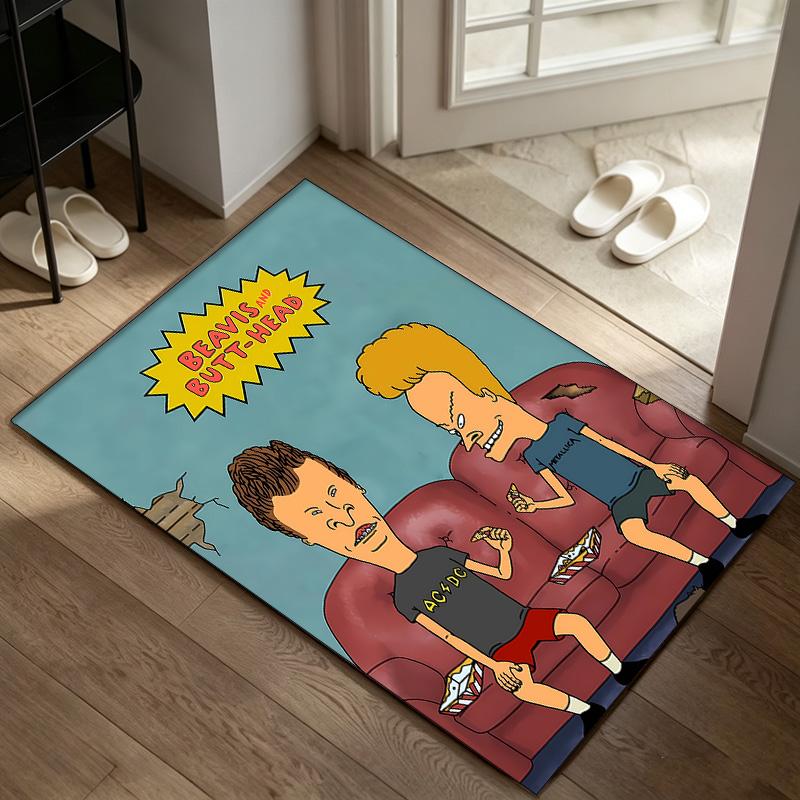 Tappeto Beavis and Butt‑Head Antiscivolo per Interni Adatto per Sedia da Ufficio Soggiorno Scrivania del Computer Tappeto Decorativo per Home Office Tappetino in Fibra di Poliestere