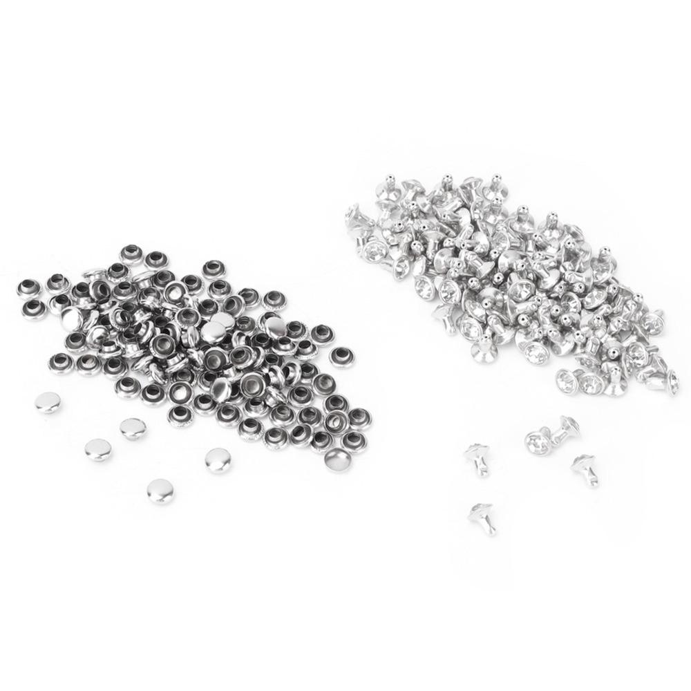 100pcs Silver & Gold Crystal Rivets Metal Material Double Cap Rivets DIY Leather Craft