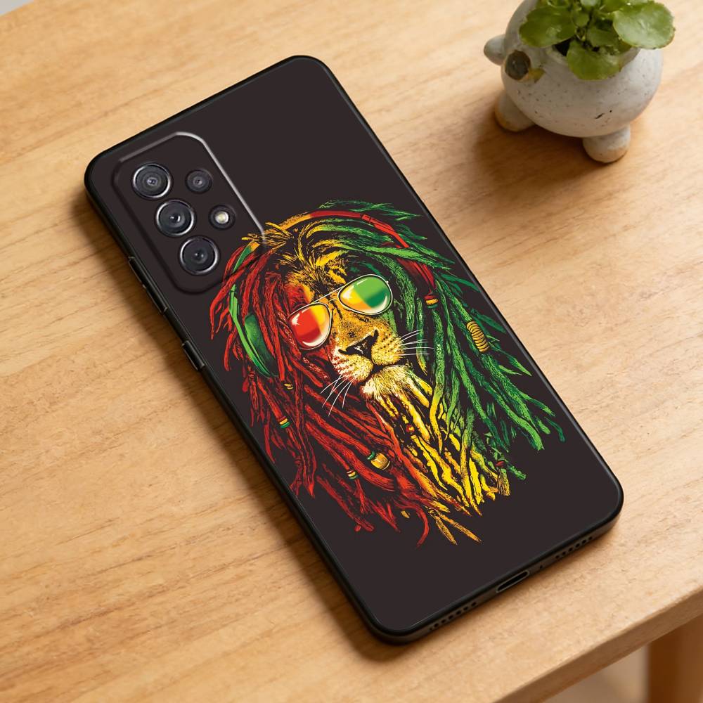 

Jamaica Bob M-Marley Lion Phone Case For Samsung Galaxy A73,21,22,32,71,53,52,51,80,5G Soft Black Cover Samsung a71 4g
