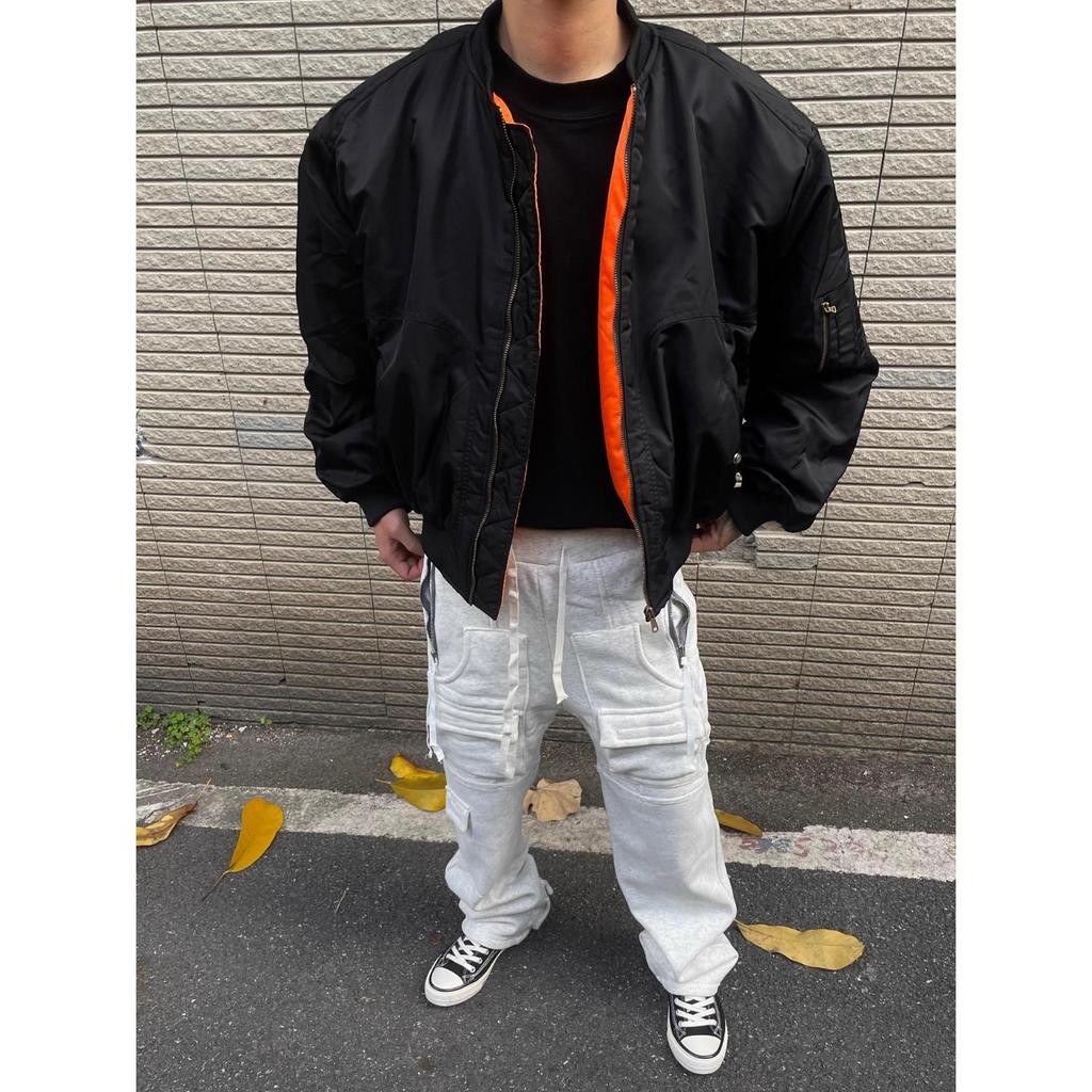 Herren Orange Verdickte Bomberjacke – Kurz, Weit, Clean-Fit – Warme Baumwolle für Herbst/Winter