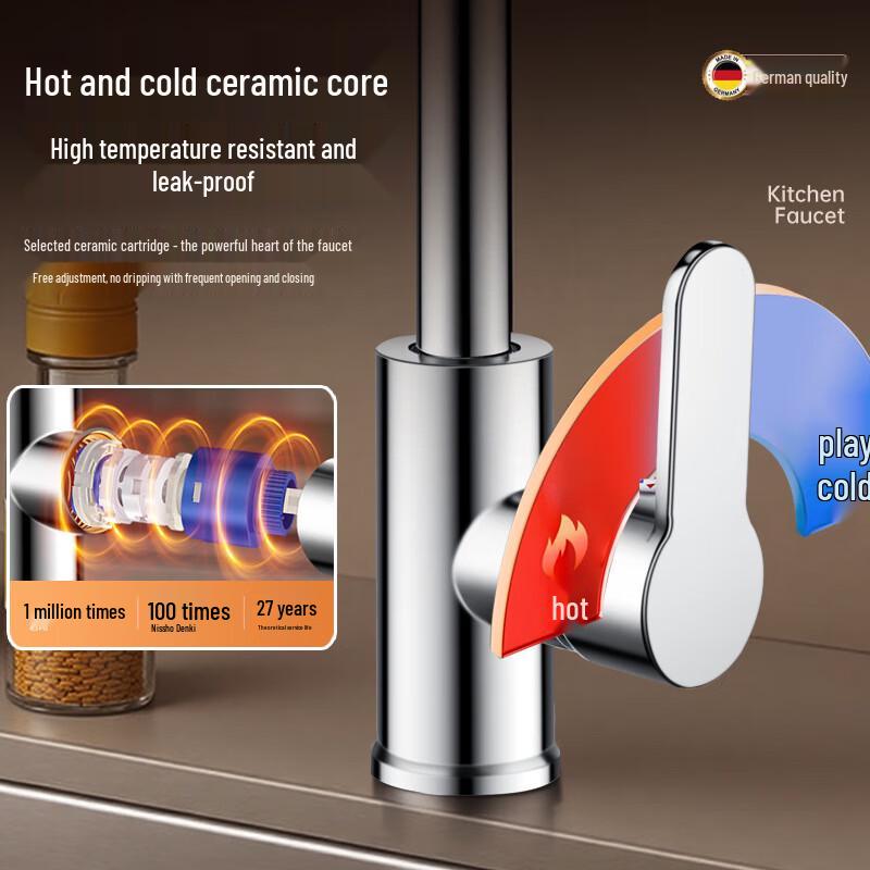 Shangmeide Kitchen Faucet with 360° Swivel & Hot/Cold Mixer
