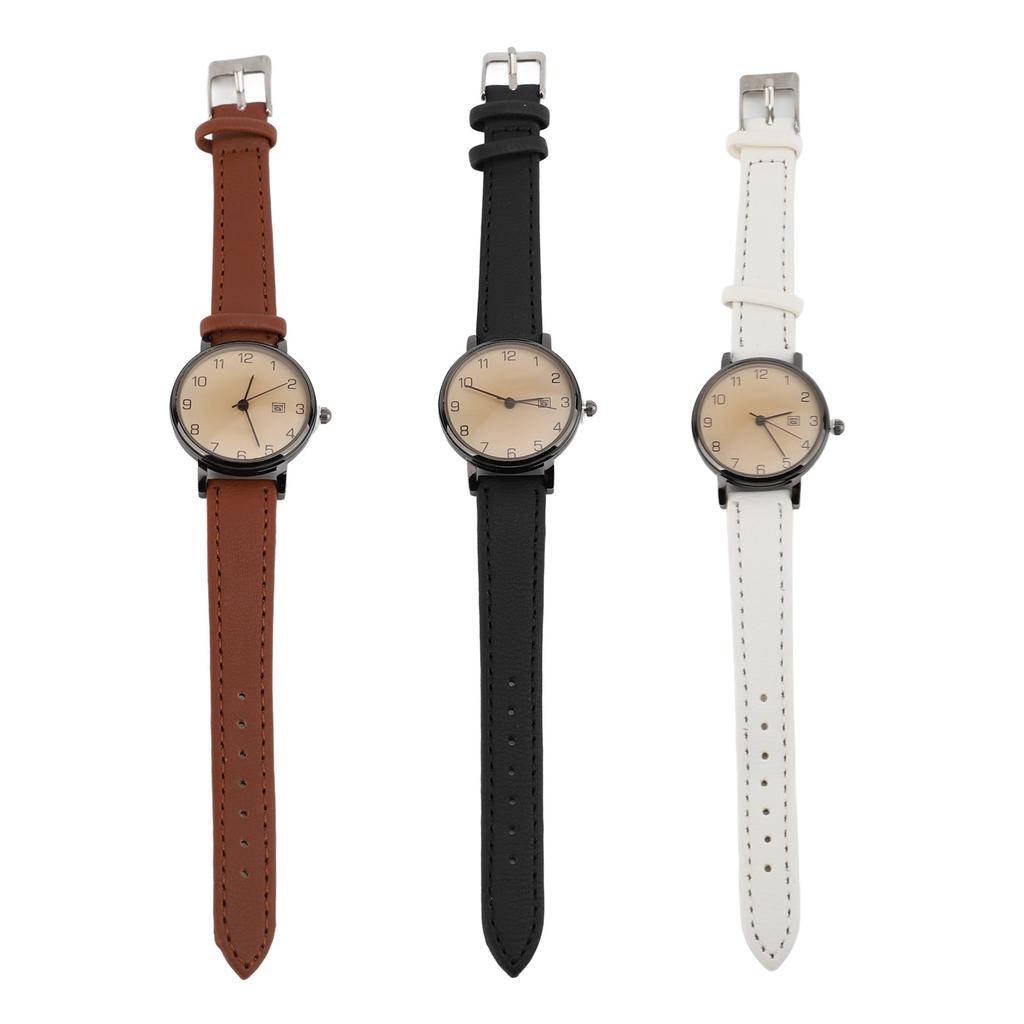 Women Simple Classic PU Leather Analog Quartz Watch Date Arabic Numerals Vintage Casual Watch for La