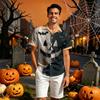 Men's Casual Short Sleeve Shirt with Halloween Print for Parties and Everyday Wear