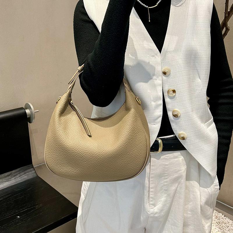 New Leather Large Bag Temperament Handbag, Single Shoulder Diagonal Cross Handbag, Women's High-end Sense, Top Layer Cowhide Women's Bag