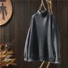 Damski Oversize Luźny Sweter z Dzianiny z Golfem Zimowy Casualowy Pulower z Haftem 3D