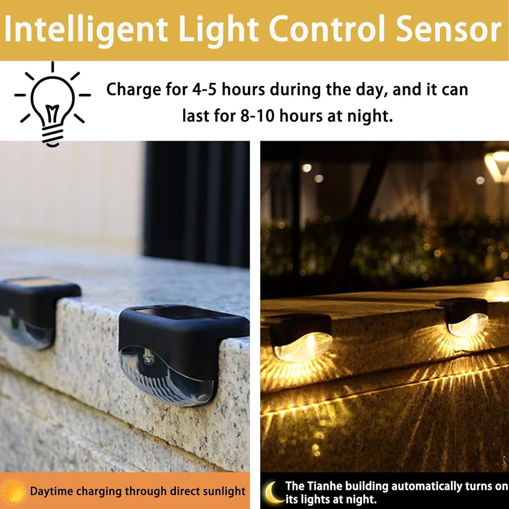 Solar Stair Riser Lights Waterproof Wall Mounted LED for Outdoor Steps Balcony Fence and Garden Accent Lighting