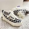 2025 New Black White Checkerboard Canvas Shoes Platform Thick Sole Lift Insoles Sport Casual Lovers Couple Unisex Sneakers