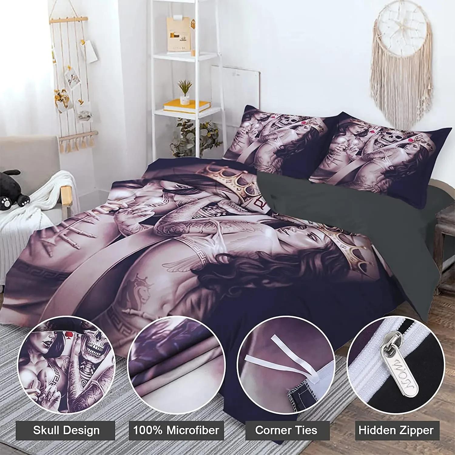 

Skeleton duvet bedding set, 3D printed skeleton with two beautiful pillowcases, personalized and fashionable crown boutique 90x200cm