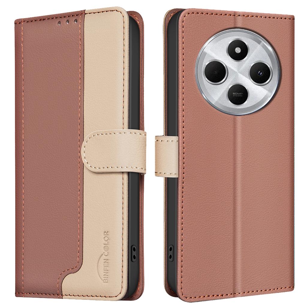 BINFEN COLOR BF33 for Xiaomi Poco C75 4G/Redmi 14R 5G/14C 4G Leather Case Splicing Color RFID Blocking