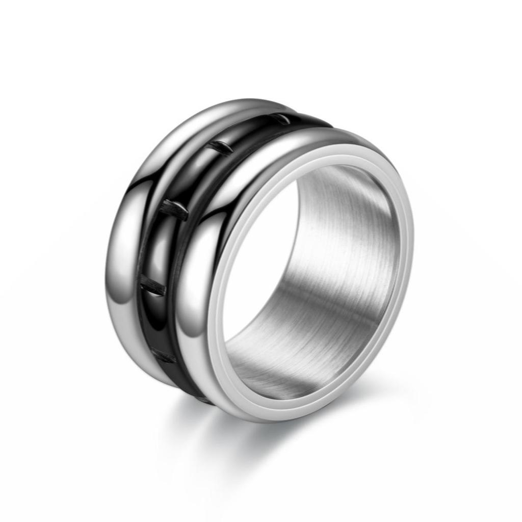 Men's European and American Fashion Titanium Steel Rotating Ring