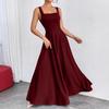 Rochie casual de vară/primăvară pentru femei, cu imprimeu, fără mâneci, cu decolteu în V, talie înaltă