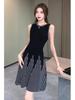 Women's French-Style Sleeveless Knit Dress - Petite Waist-Cinched, Slimming A-Line Vest, Summer New Arrival