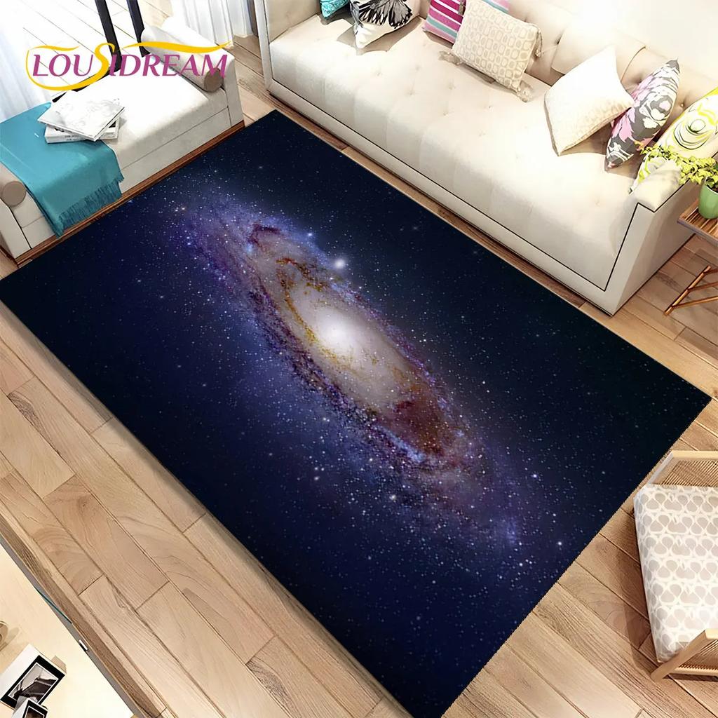 Galaxy Universe Space Stars Area Rug,Carpet Rug for Home Living Room Bedroom Sofa Doormat Decor,Kids play Non-slip Floor Mat HD