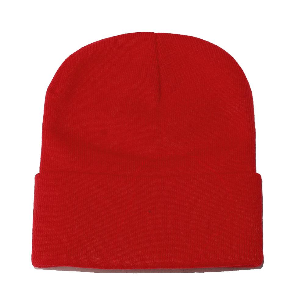 High Quality Solid Color Acrylic Wool Hat Outdoor Warm Cold Hat Monochrome Knitted Hat Pullover Hat for Men and Women