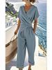 European & American Women's Fashion: Solid Color Irregular Short Sleeve Summer Set
