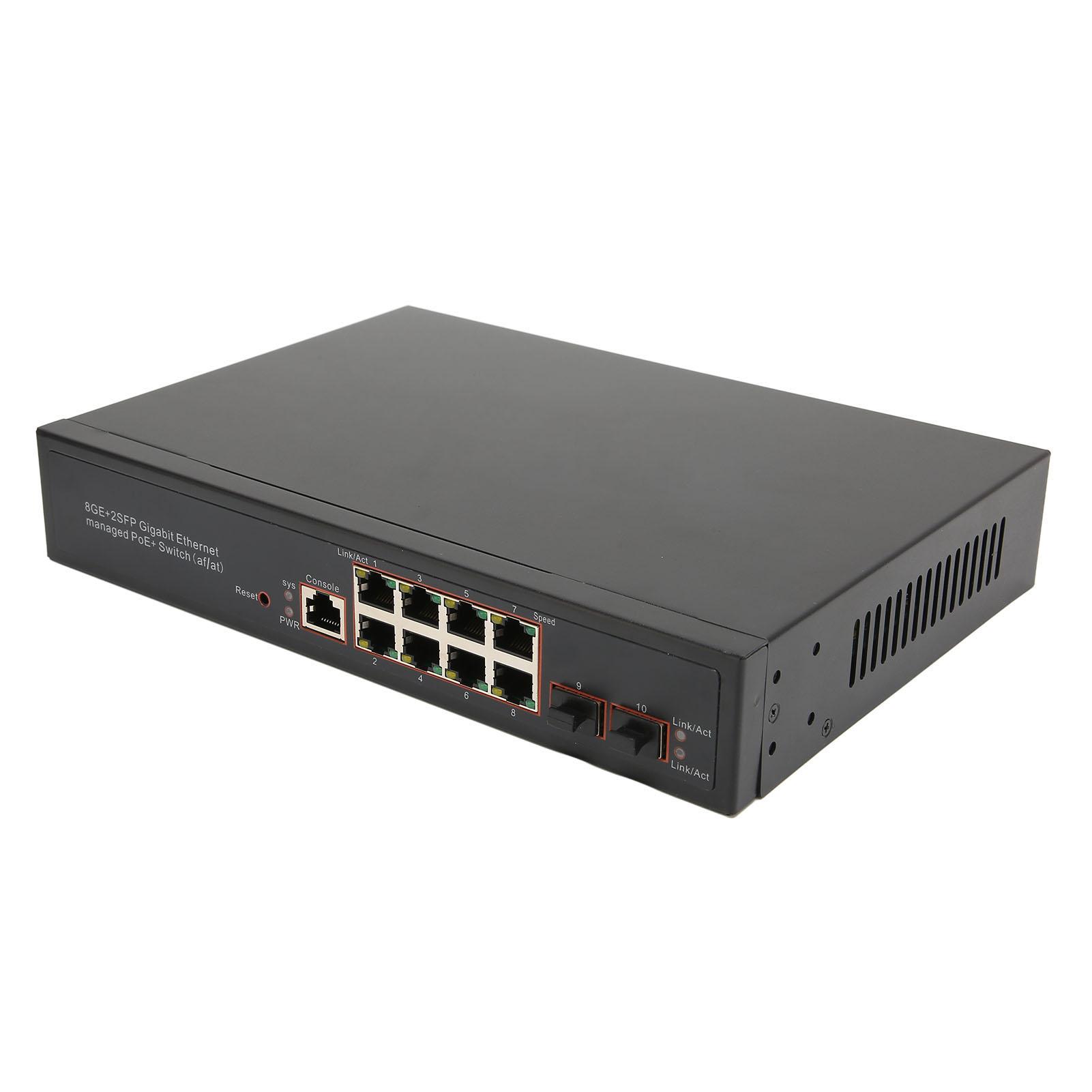 

PoE Комутатор 8 Портів Gigabit 4 Порти PoE 1000 Мбіт/с 1 Порт Uplink Gigabit 1 Порт Console 2 Порти SFP 1000 Мбіт/с US Plug