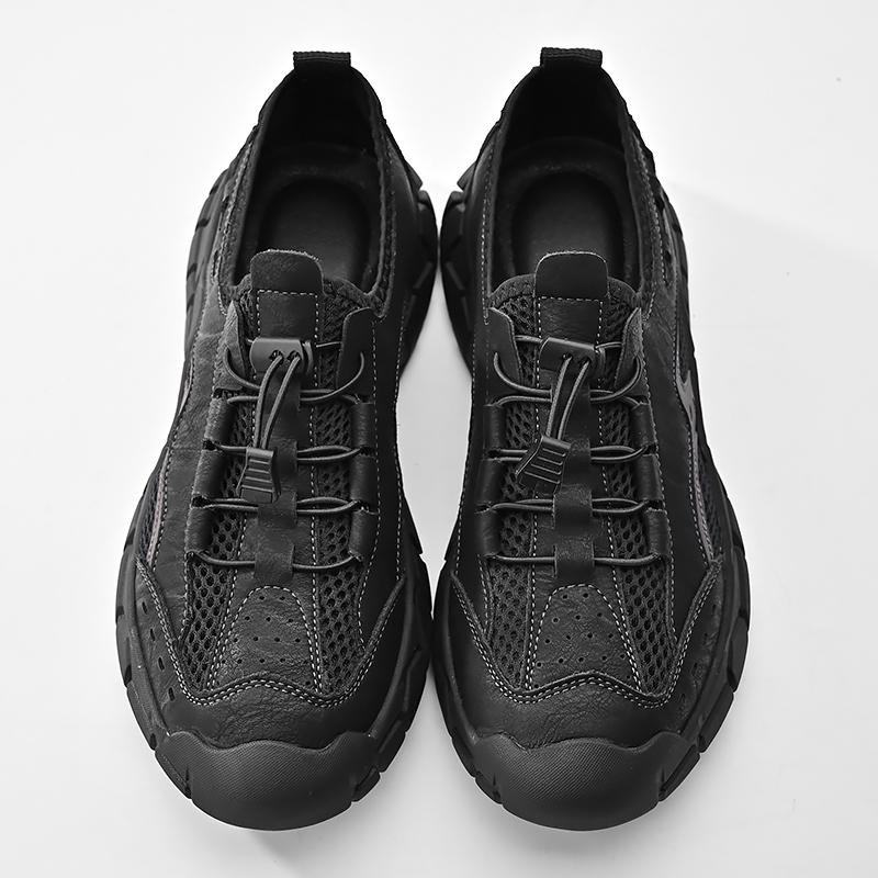 Fashion New Trend Mens Leather Casual Shoes Outdoor Comfortable Sneakers Fashion Soft Man Hiking Shoes Classic Non-slip Treking Footwear