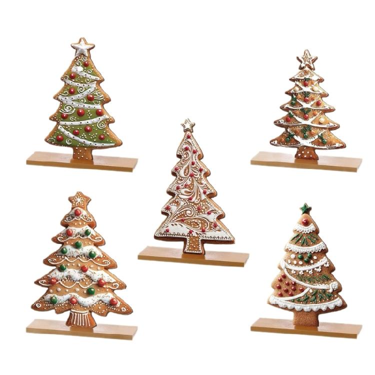 5Pcs Christmas Tree Tabletop Decorations Gingerbreads Xmases Tree Christmas Decors Collectible Figurines Home Decorations 1