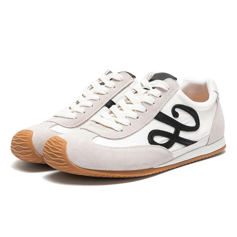 

Shoes for woman Spring Summer Breathable Comfortable Girls Running Shoes Oxfords Bottom Lacing Casual Sneakers Balance Shoes 36 бежевый