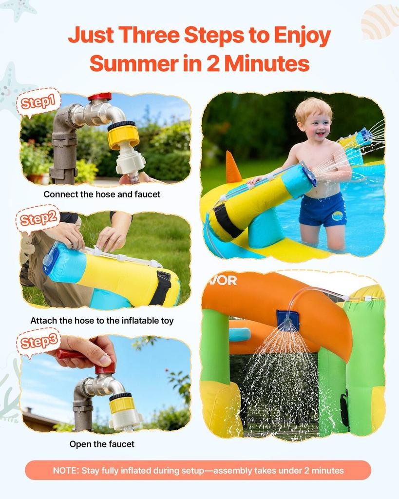 Inflatable Bounce House, 12.5 X 13.1 X 6.5 Ft Inflatable Bounce House Water Slide, Bouncer Castle with Castle Bounces, Basketball Hoop, Splash Pool &