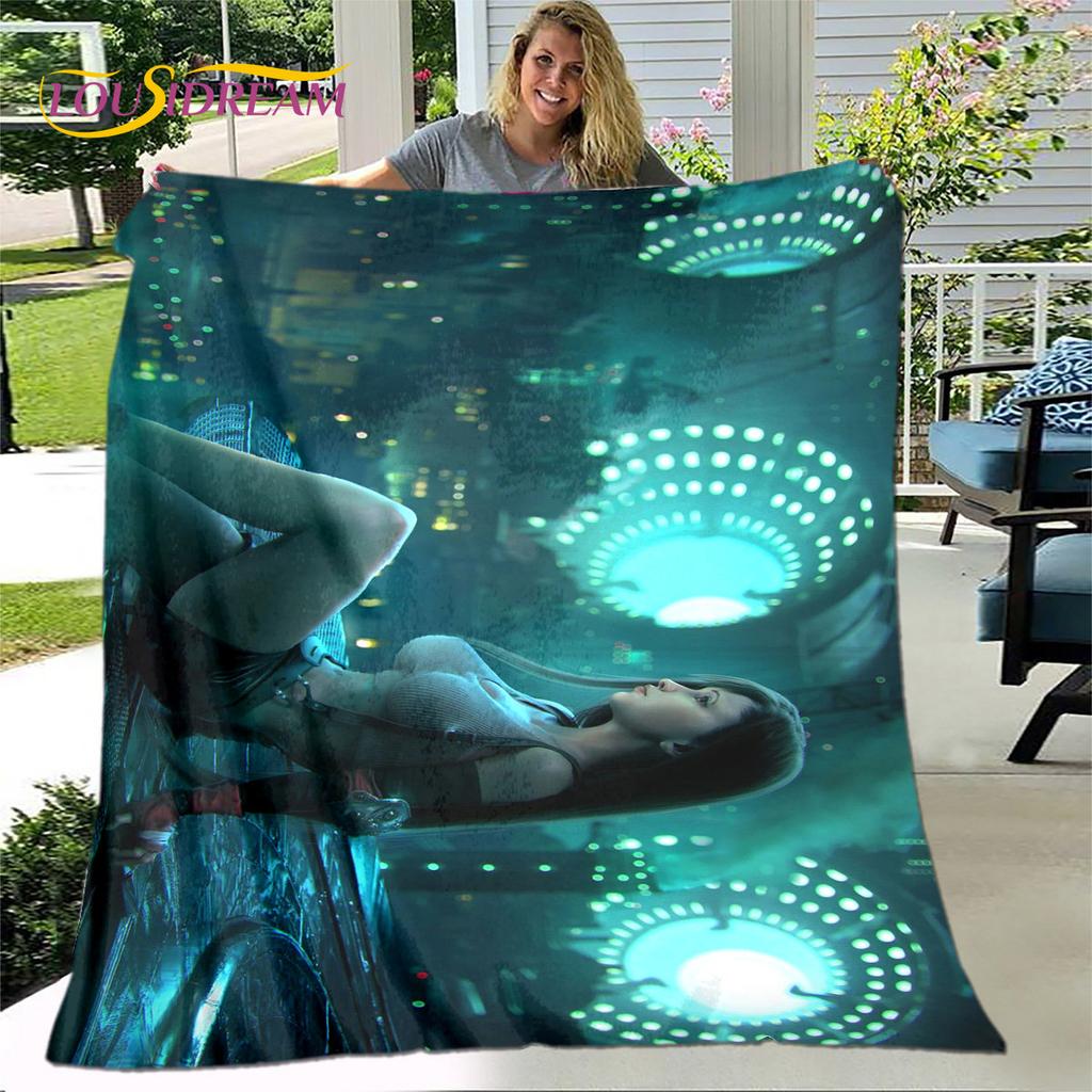 Tifa Aerith Sexy Girl Lace Anime Soft Plush Blanket,Flannel Blanket Throw Blanket for Living Room Bedroom Bed Sofa Picnic Cover
