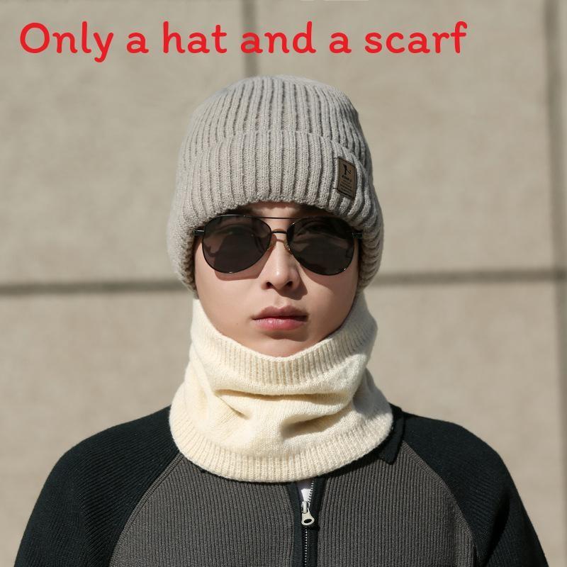 Gestrickte Wintermütze mit Buchstabenstickerei für Herren Kälteschutz