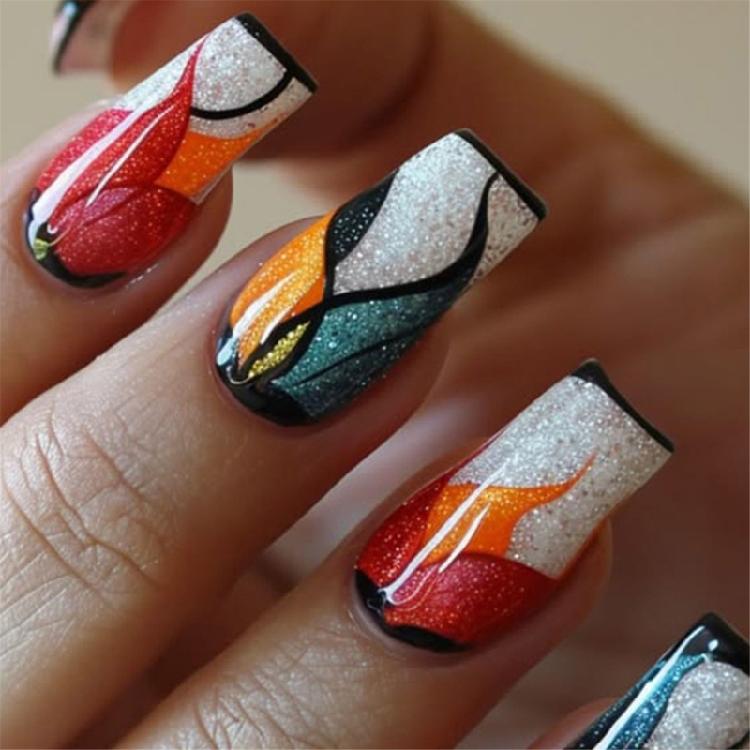 

24 Pieces Trendy Press On Nail with Unique Pattern Stick on Nail False Nail Comfortable Artificial Nail for Everyday Use 1