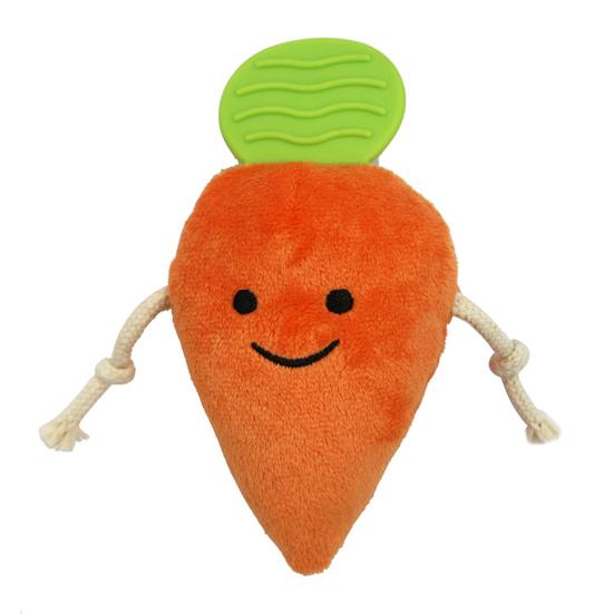 

Squeaky Carrot Dog Toy Plush Carrot with Rubber Leaf Dog Chew Toy Rope Knot Interactive Dog Toy for Tug-of-War Puppy Teething