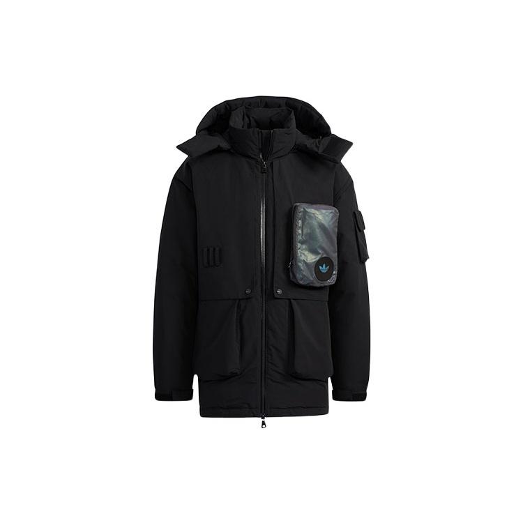 adidas originals Zipper Cardigan hooded Down Jacket Black Men s H58058 S