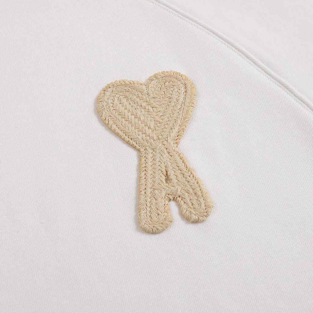 216 AMI 2025 Høst og Vinter Ny Stor Hjerte Logo Høy Kvalitet Bomull Rund Hals Hettegenser Menn Pullover