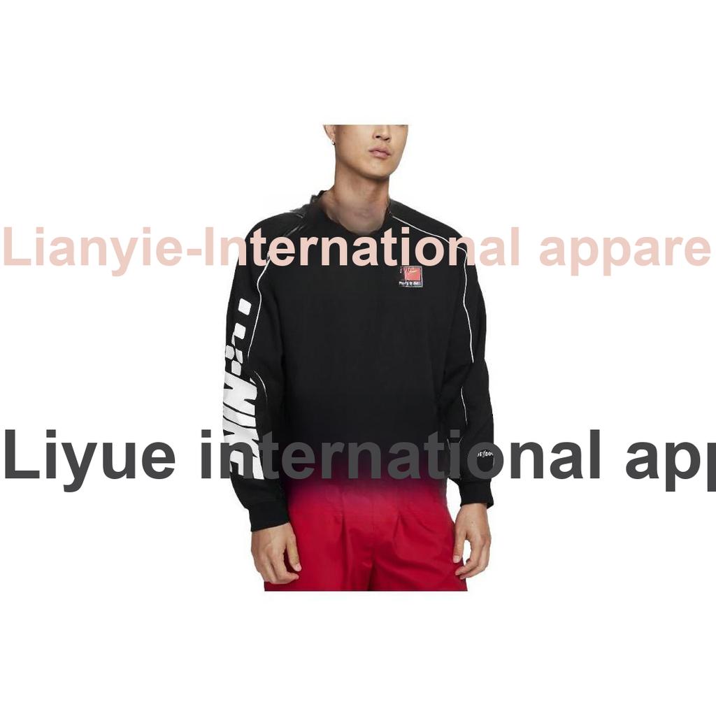 Nike Bluza męska z nadrukiem liter, luźny krój, okrągły dekolt, długi rękaw, czarna FB7261-010